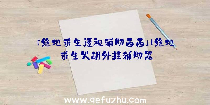 「绝地求生透视辅助西西」|绝地求生火胡外挂辅助器